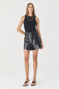 SHORTS JAYDE FEMININO BOLSOS COURO PRETO