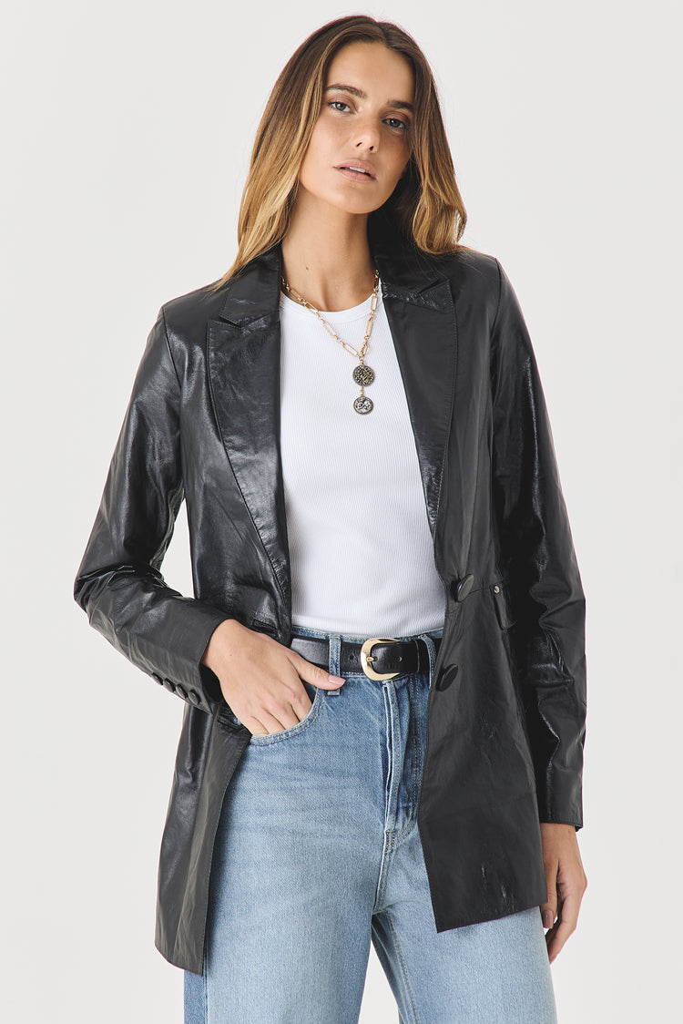 BLAZER FEMININO DE COURO BLACK