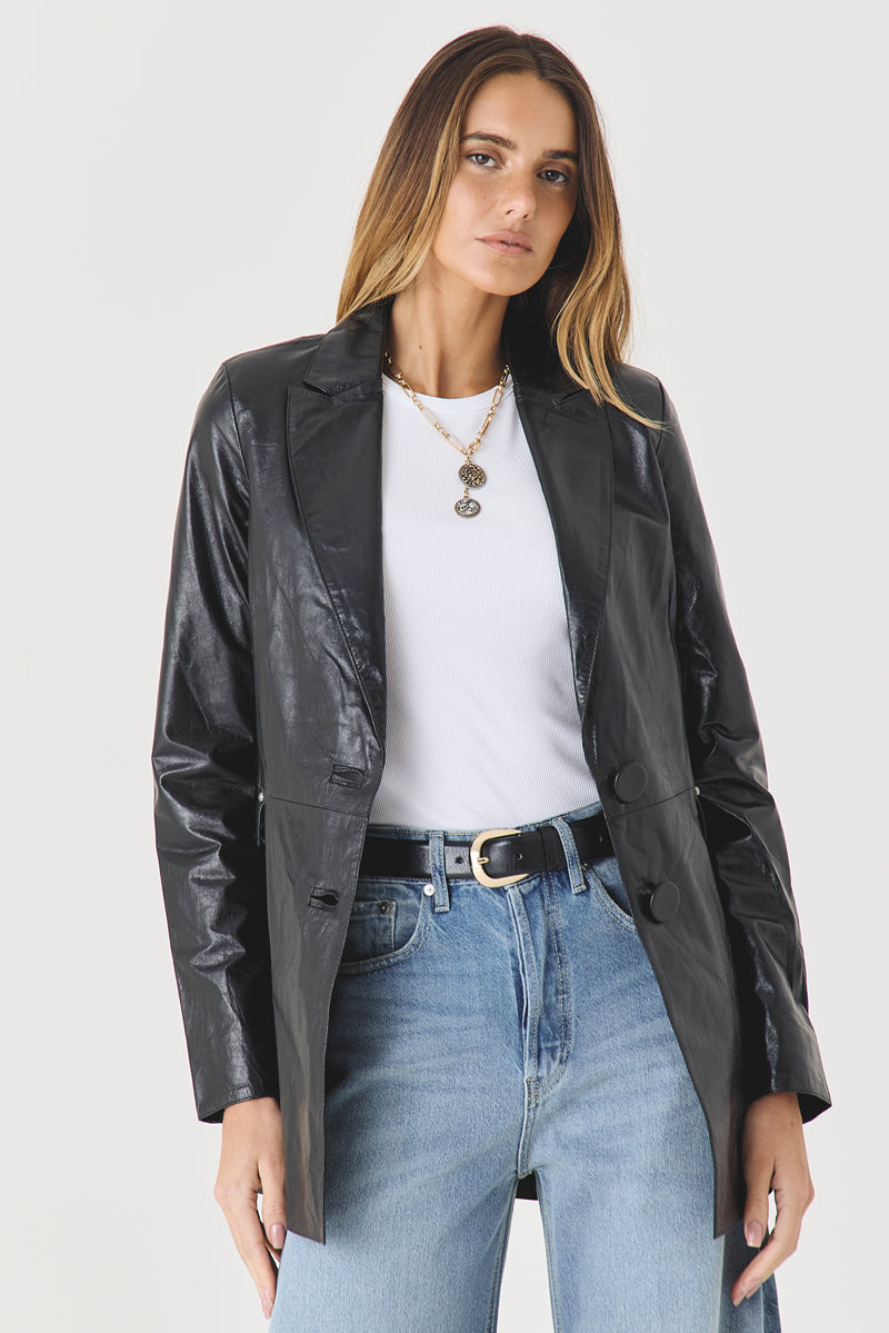 BLAZER FEMININO DE COURO BLACK