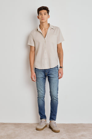 CALÇA THEO MASCULINA SLIM JEANS ESCURO