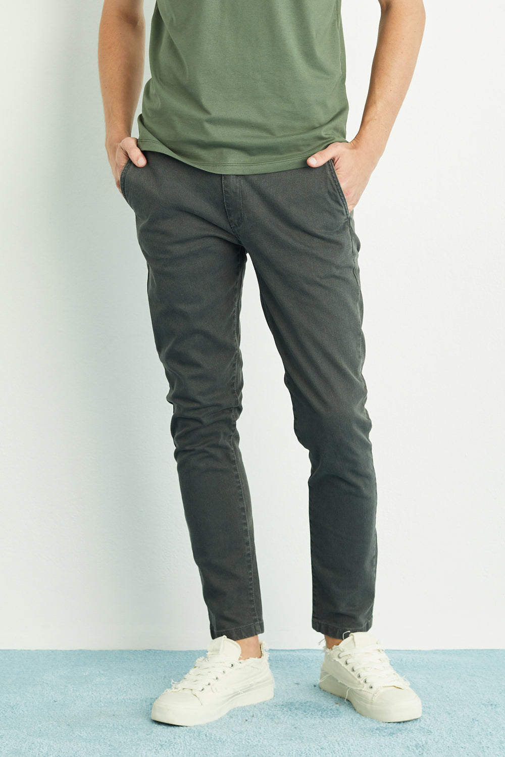 CALÇA OTTO MASCULINA CHINO SLIM SARJA - GRAFITE