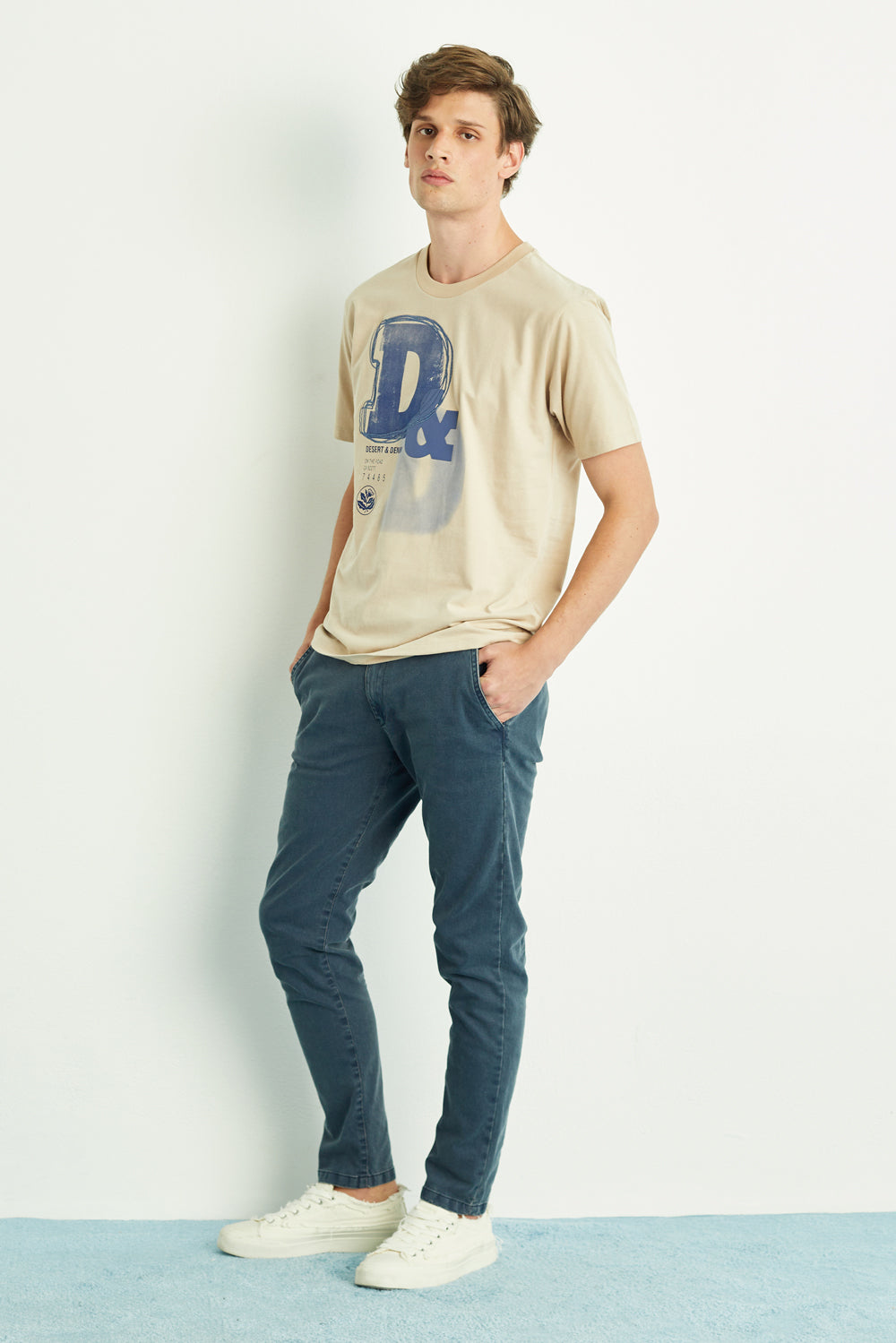 Calça Chino Sarja Azul Denim