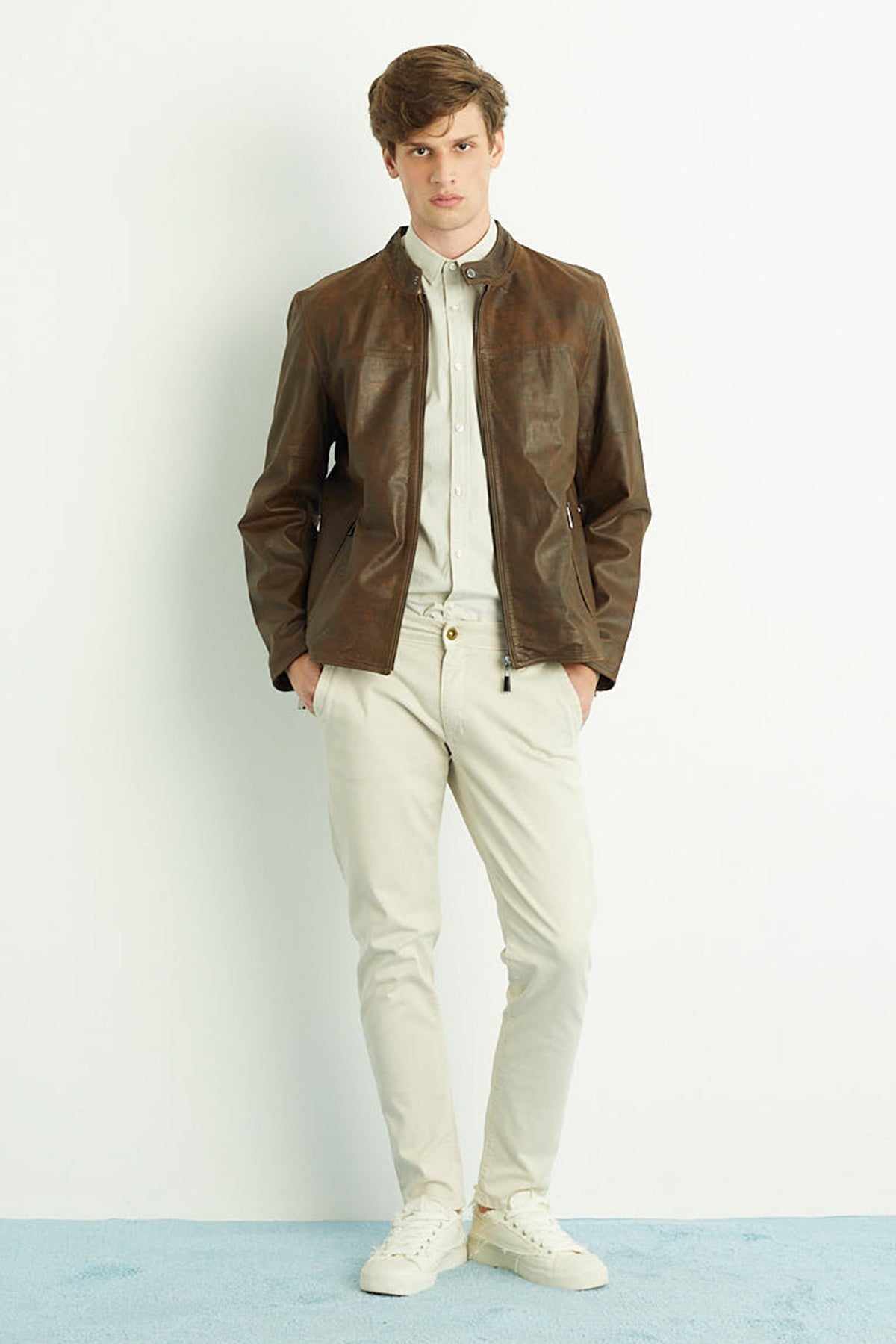 Jaqueta de Couro Marrom Masculina