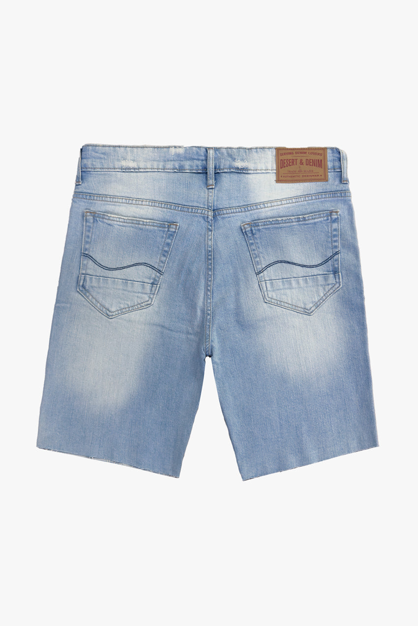 BERMUDA ROMEO MASCULINA BARRA A FIO JEANS MÉDIO CLARO
