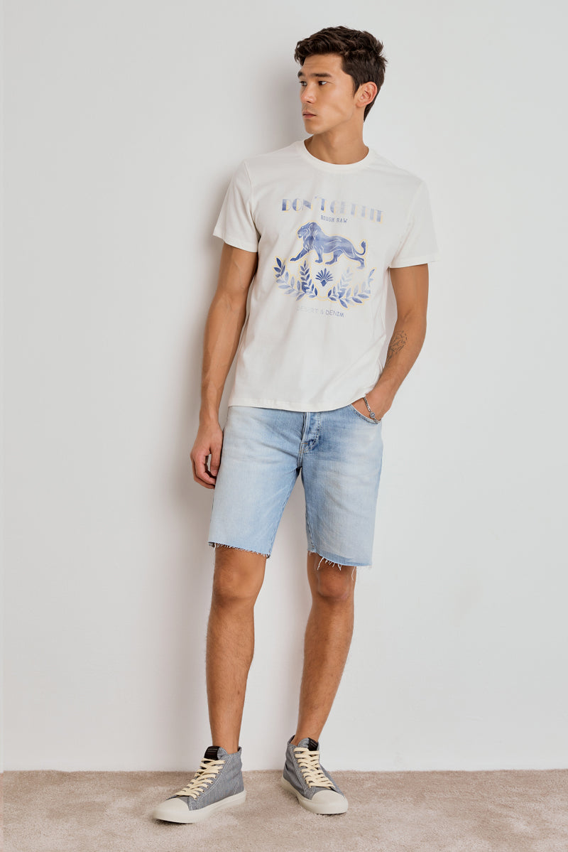 BERMUDA ROMEO MASCULINA BARRA A FIO JEANS MÉDIO CLARO