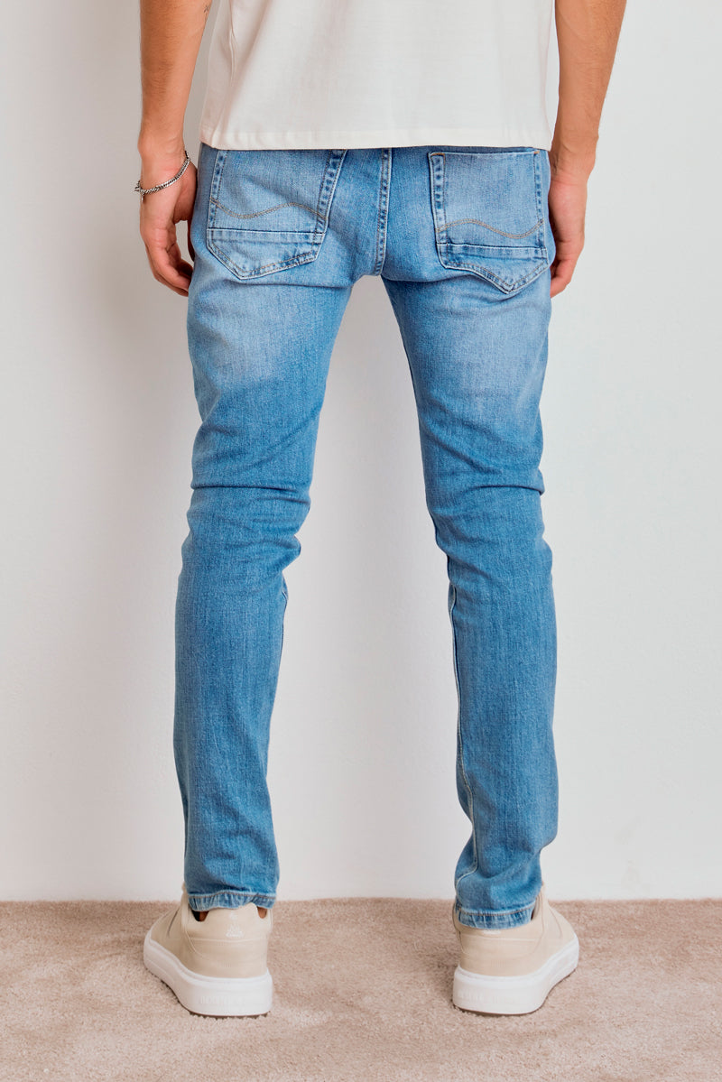 CALÇA THEO MASCULINA SLIM JEANS MÉDIO CLARO