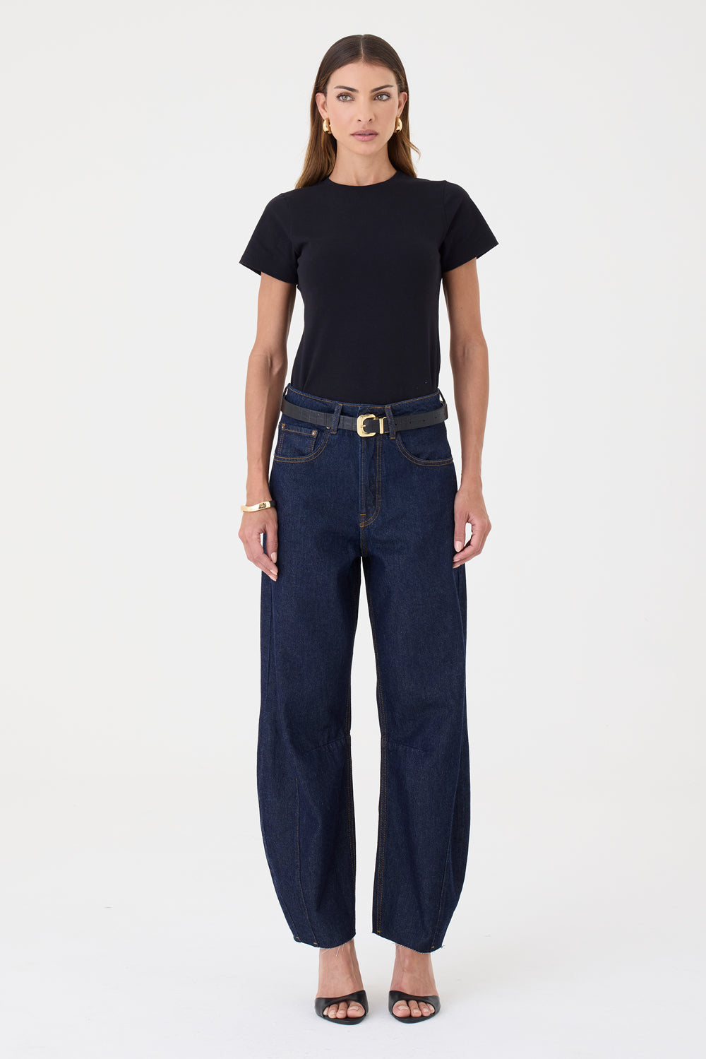 CALÇA MARIA FEMININA BARREL JEANS ESCURO