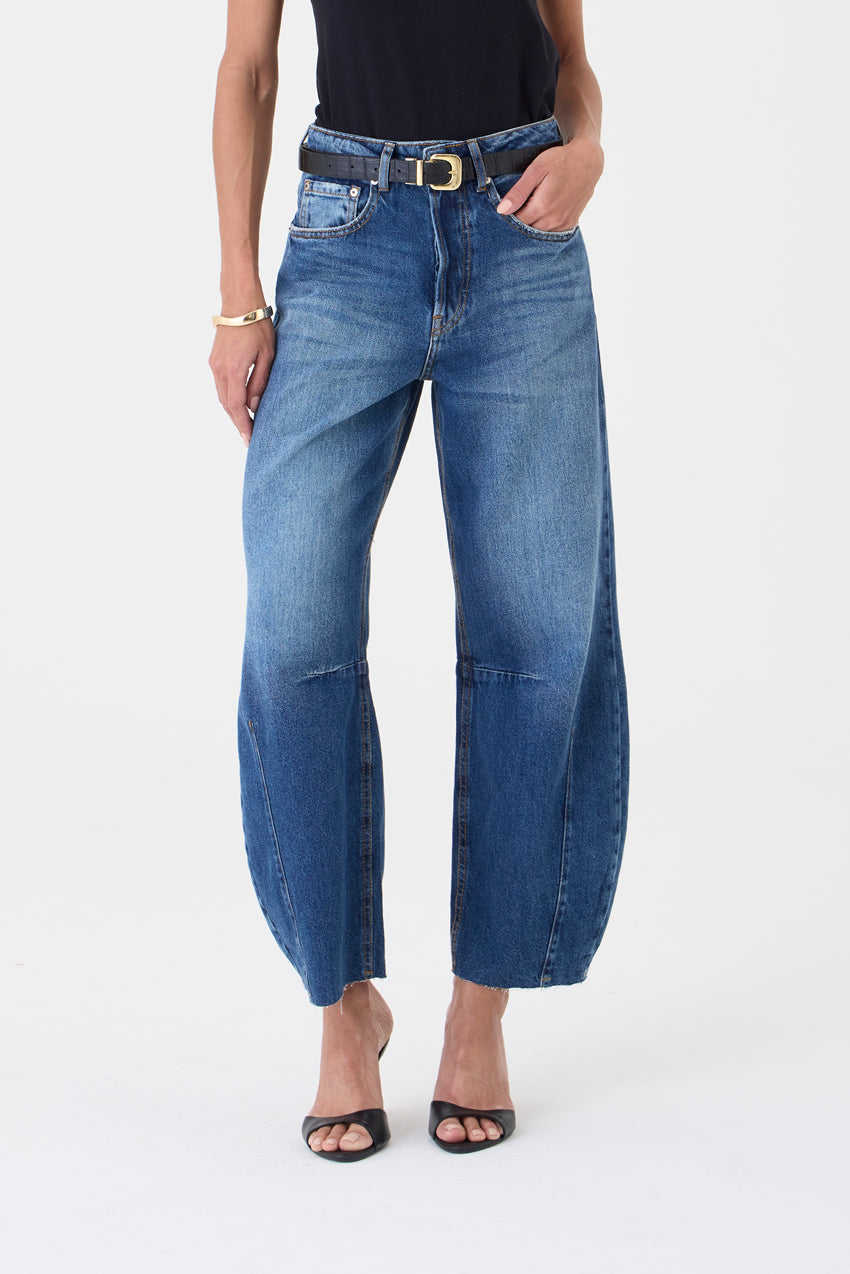 CALÇA MARIA FEMININA BARREL JEANS MÉDIO