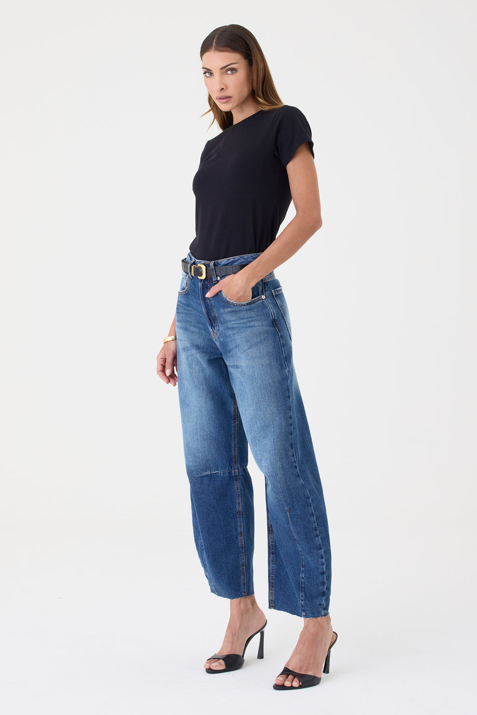 CALÇA MARIA FEMININA BARREL JEANS MÉDIO