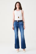 CALÇA LARISSA FEMININA BOOTCUT FENDA JEANS MÉDIO