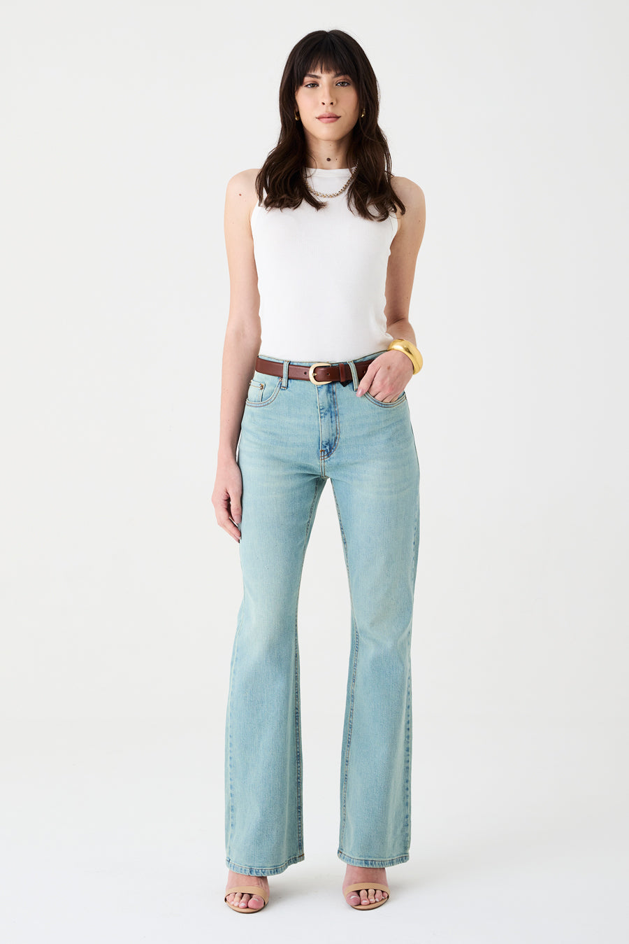 CALÇA LARISSA FEMININA BOOTCUT JEANS CLARO DIRTY