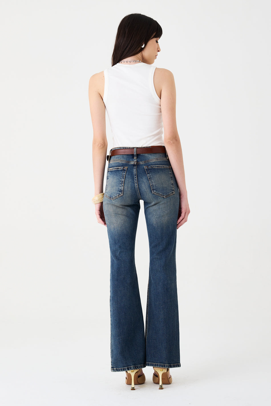 CALÇA LARISSA FEMININA BOOTCUT JEANS ESCURO DIRTY