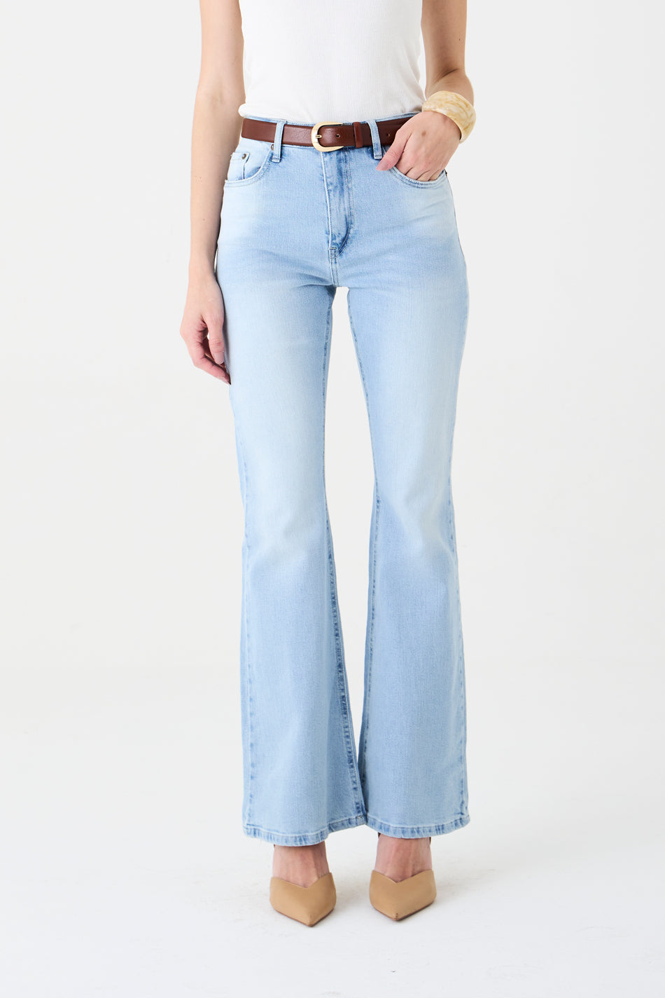 CALÇA LARISSA FEMININA BOOTCUT JEANS CLARO