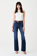 CALÇA LARISSA FEMININA BOOTCUT STONED JEANS ESCURO