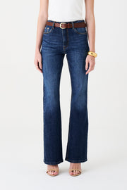 CALÇA LARISSA FEMININA BOOTCUT STONED JEANS ESCURO