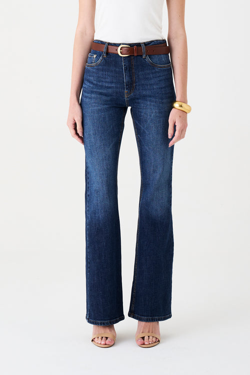 CALÇA LARISSA FEMININA BOOTCUT STONED JEANS ESCURO