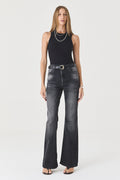 CALÇA LARISSA BOOTCUT STONED BLACK JEANS