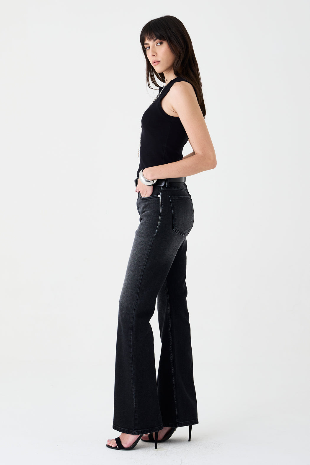 CALÇA BOOTCUT STONED JEANS BLACK JEANS
