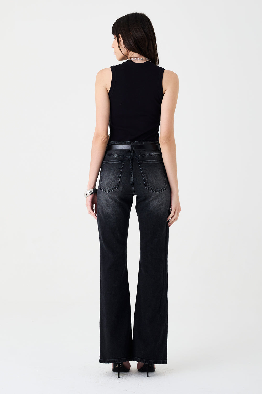 CALÇA BOOTCUT STONED JEANS BLACK JEANS