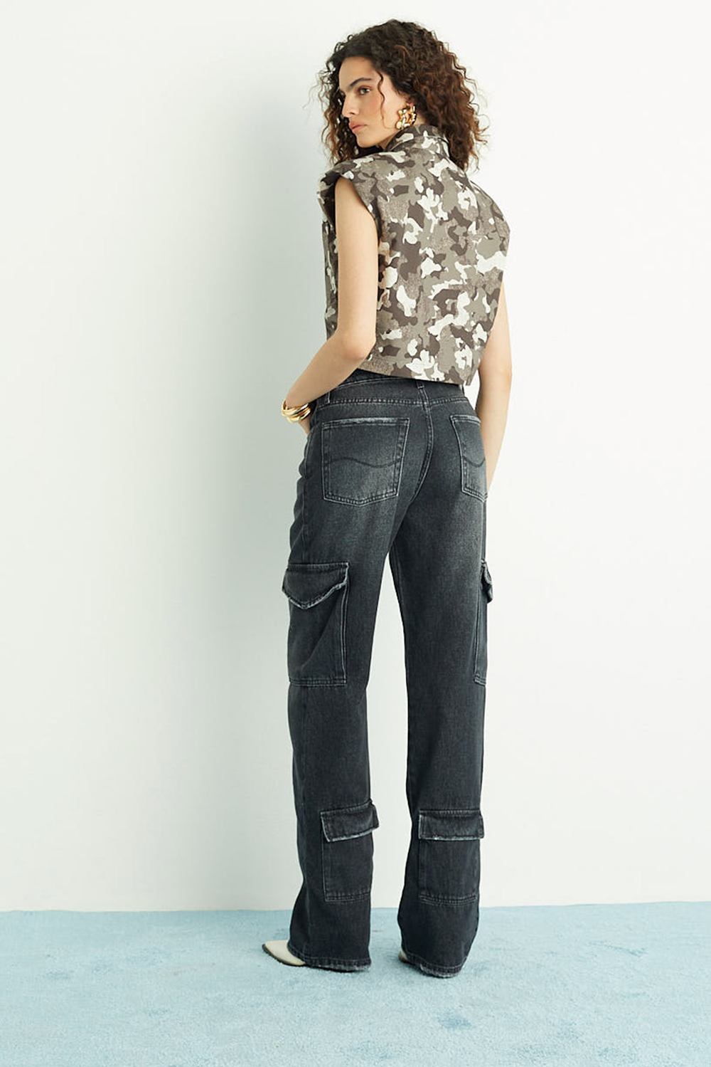 CALÇA CECI FEMININA CARGO JEANS BLACK