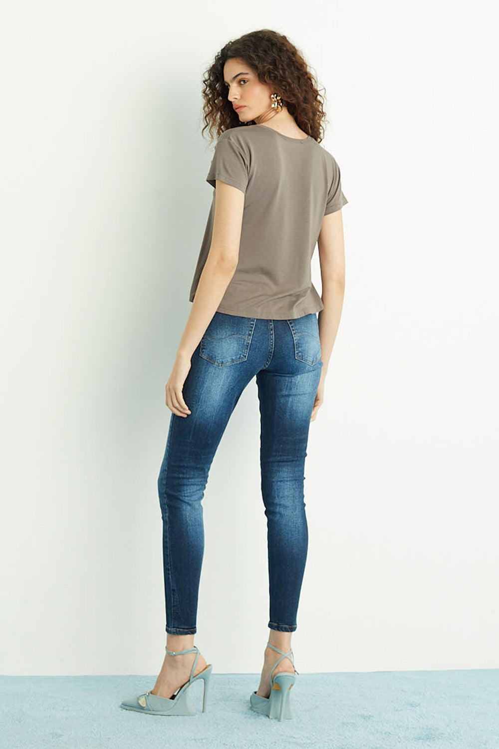 Calça Skinny Stoned Jeans Escuro