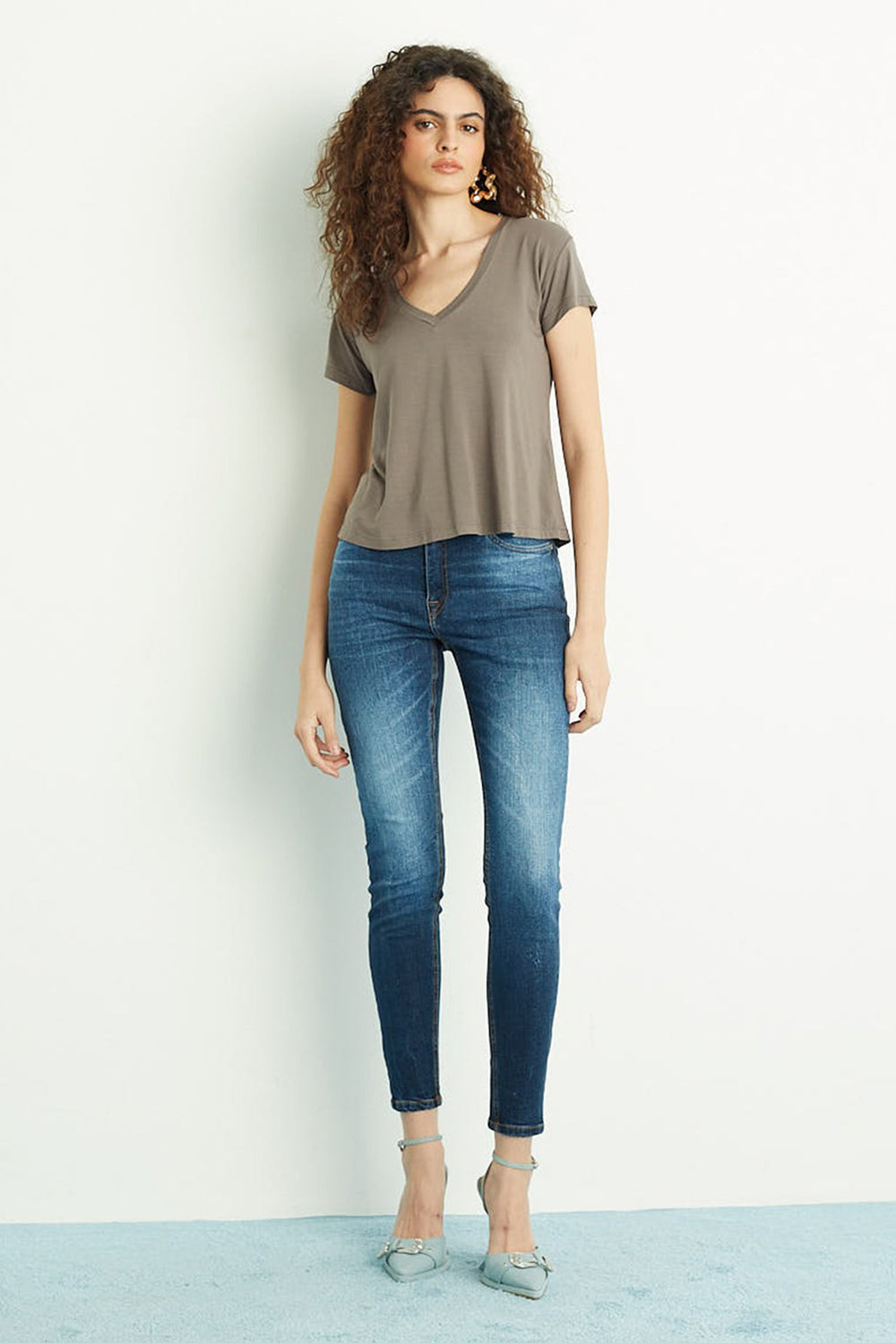 Calça Skinny Stoned Jeans Escuro