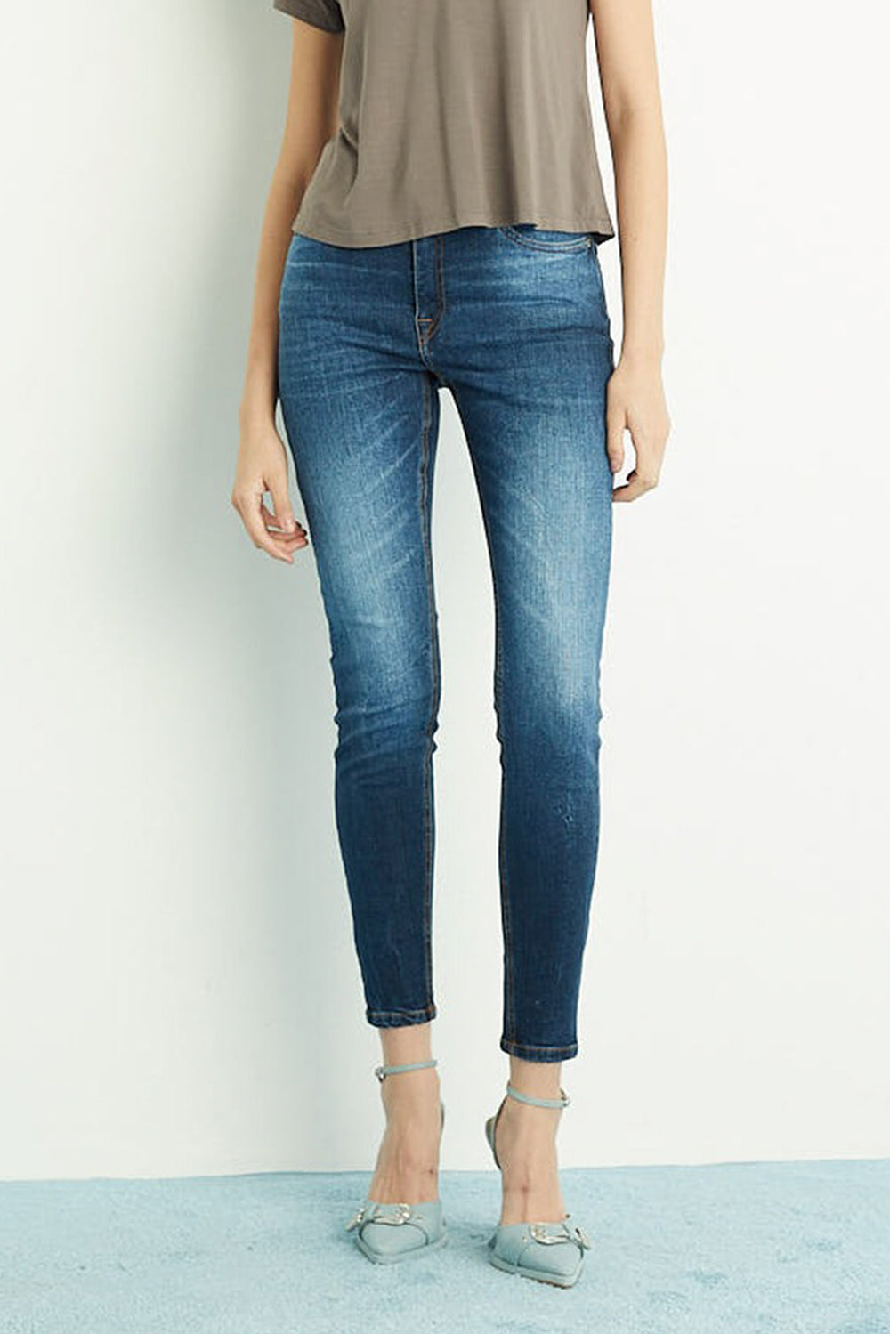 Calça Skinny Stoned Jeans Escuro