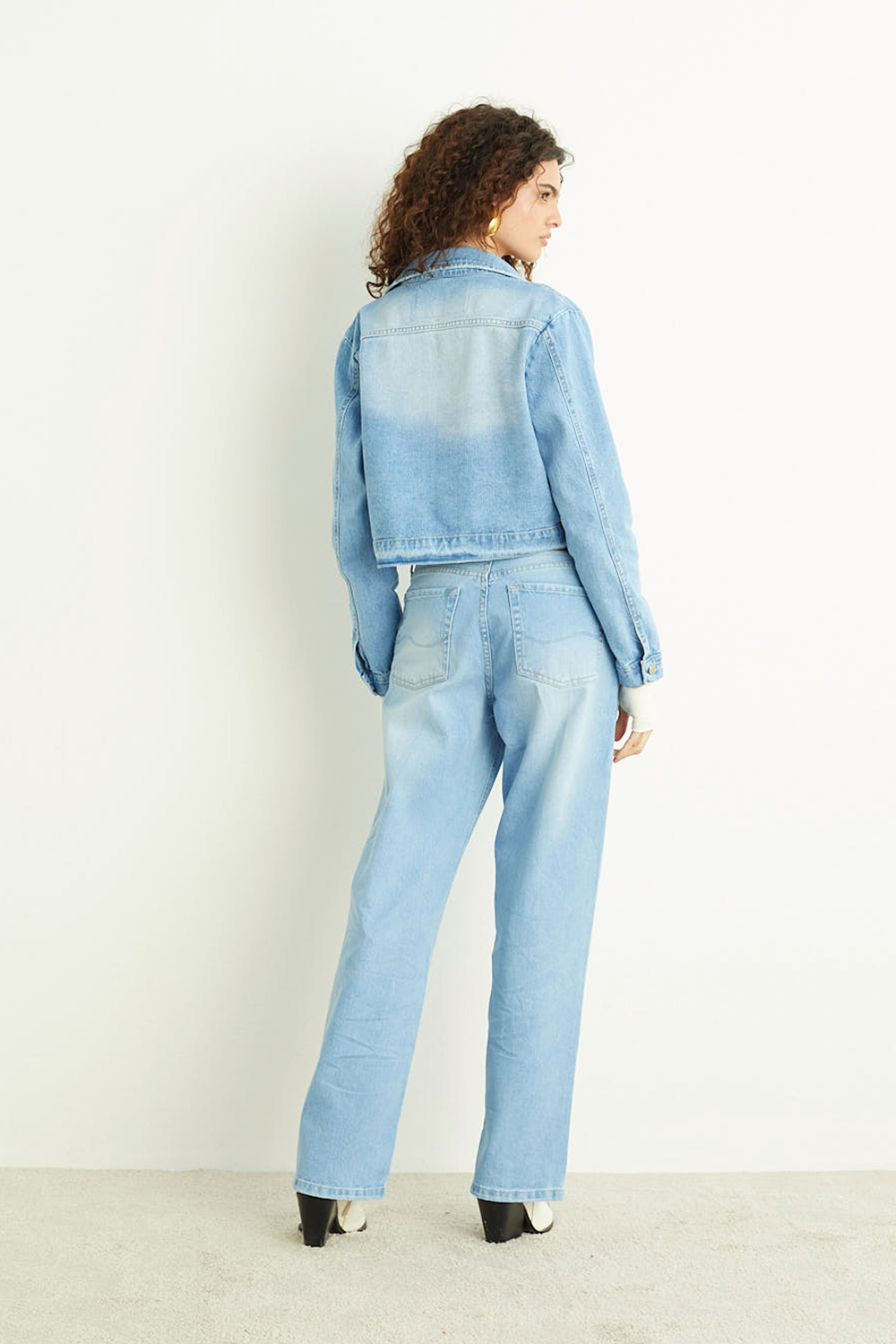 Calça Wide Leg Jeans Claro