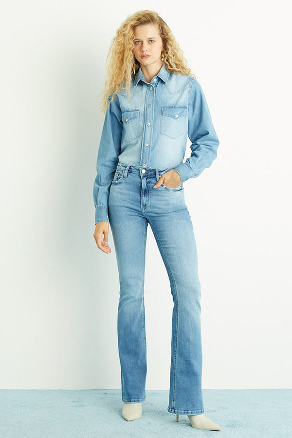 Calça Bootcut Jeans Claro