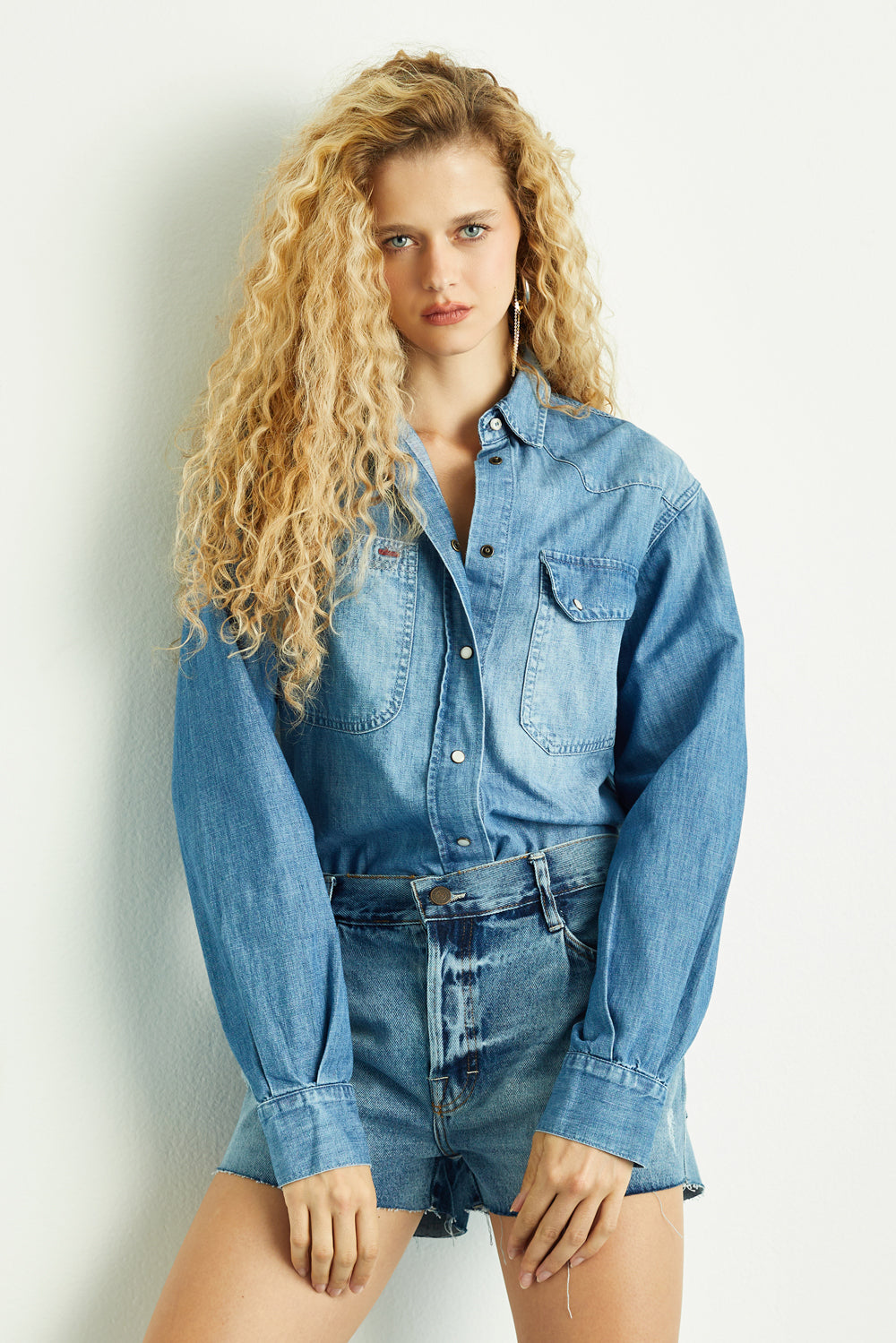 Camisa Jeans Médio Feminina Western