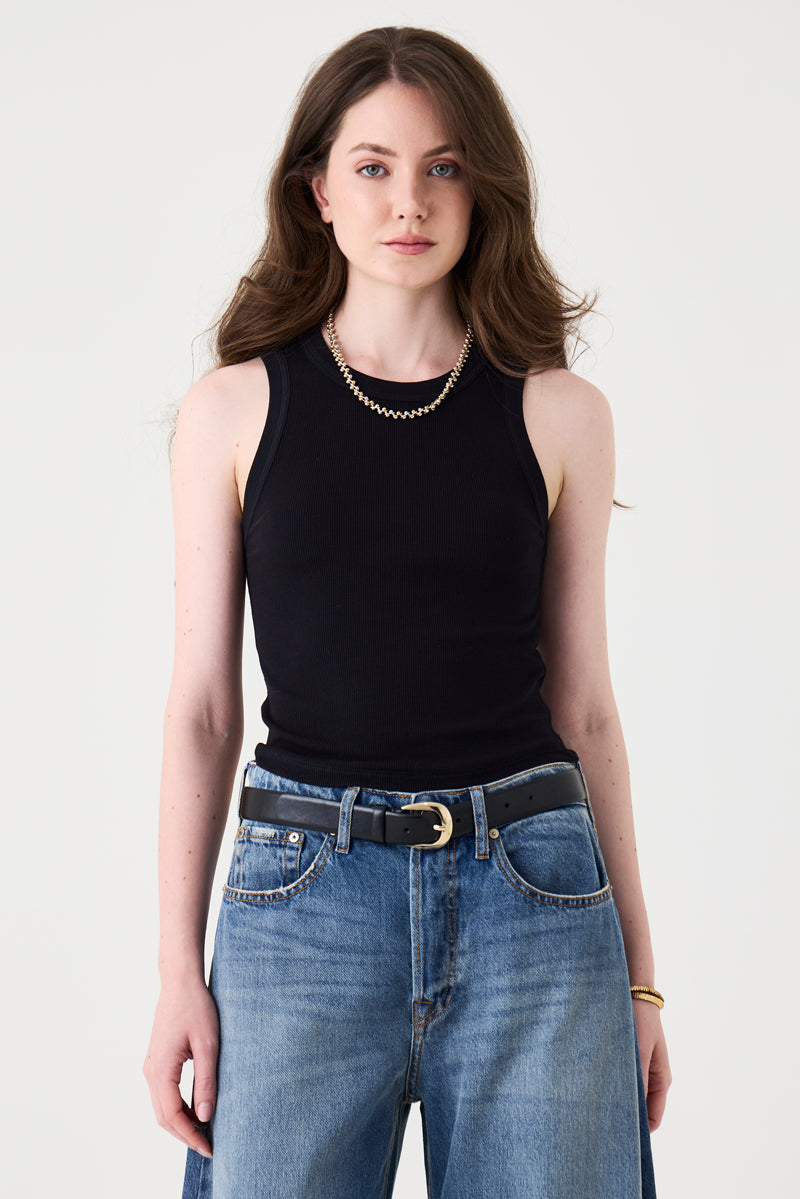 REGATA FEMININA BARRA ARREDONDADA RIBANA - PRETO