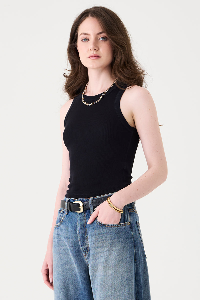 REGATA FEMININA BARRA ARREDONDADA RIBANA - PRETO