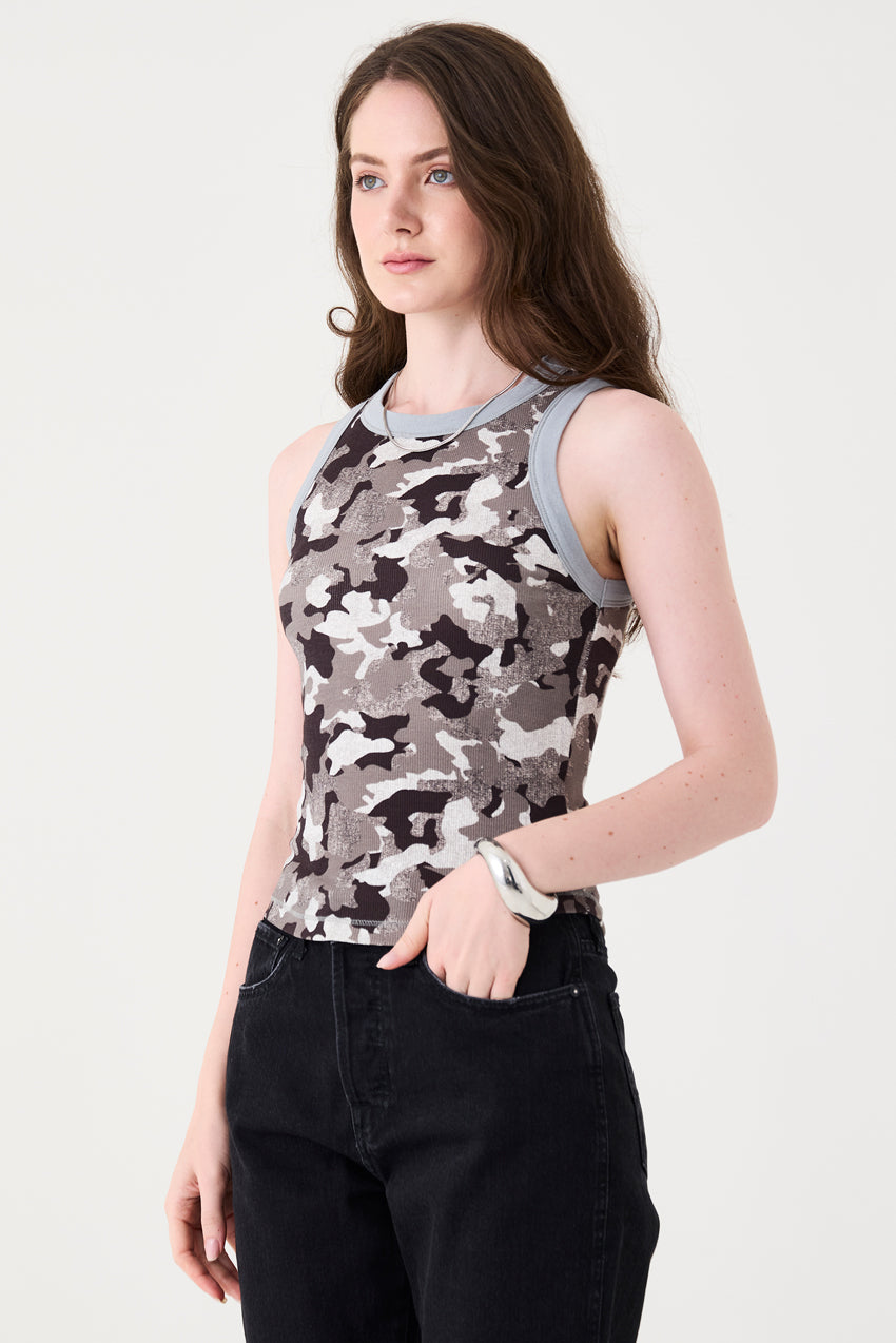 REGATA FEMININA BARRA ARREDONDADA RIBANA - GREY CAMOUFLAGE