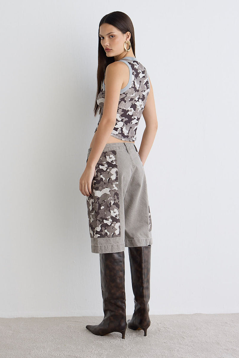 REGATA FEMININA BARRA ARREDONDADA RIBANA - GREY CAMOUFLAGE