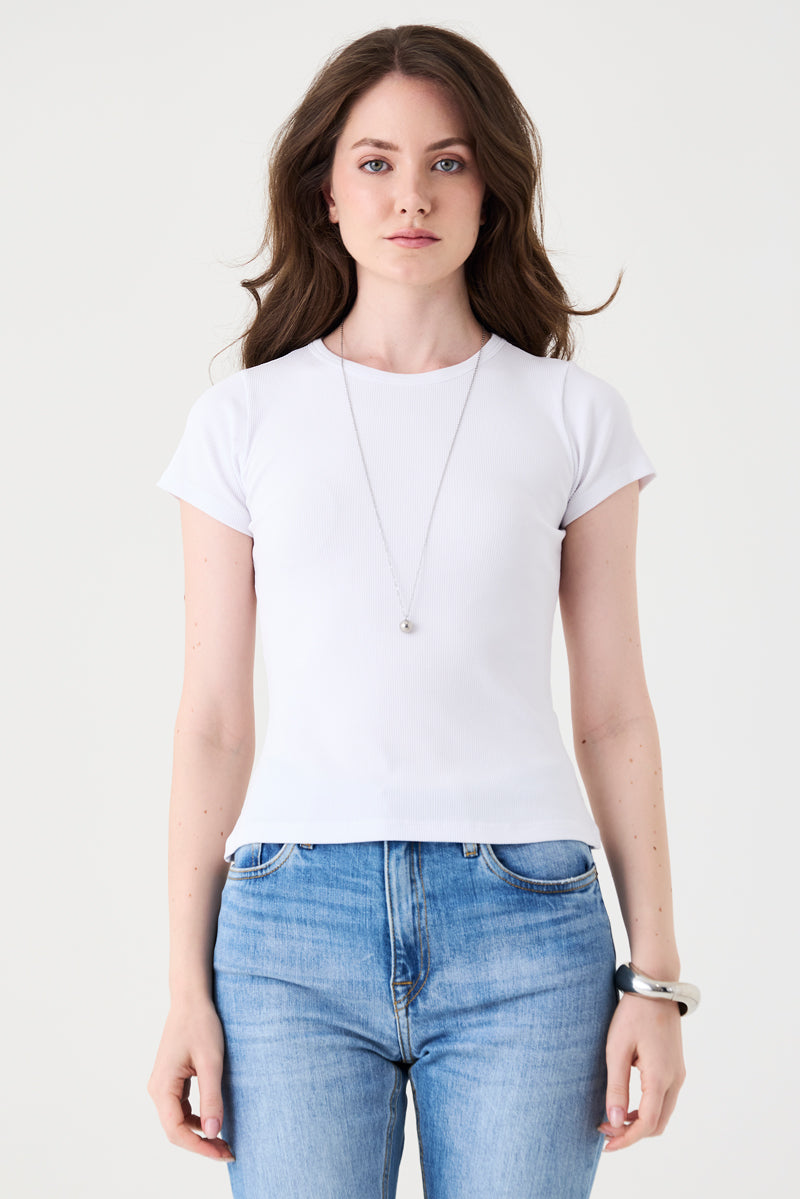 T-SHIRT FEMININA BABY LOOK RIBANA - BRANCO