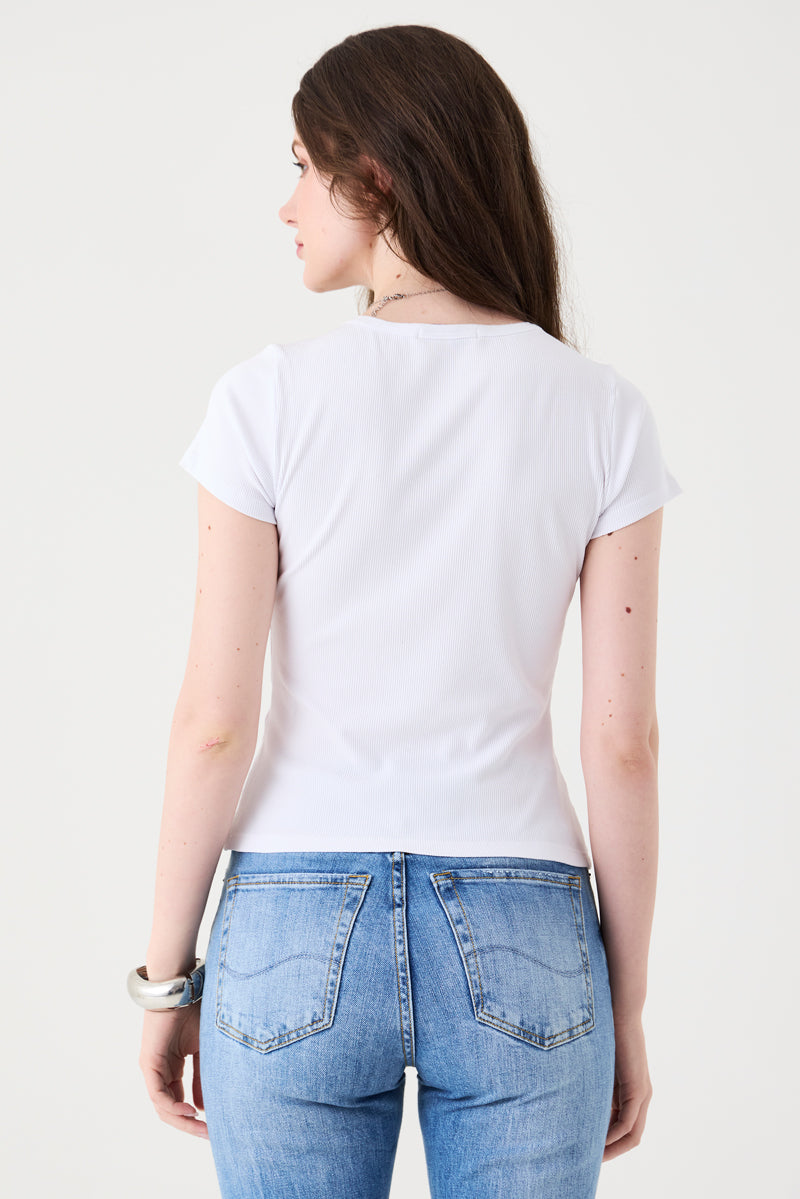 T-SHIRT FEMININA BABY LOOK RIBANA - BRANCO