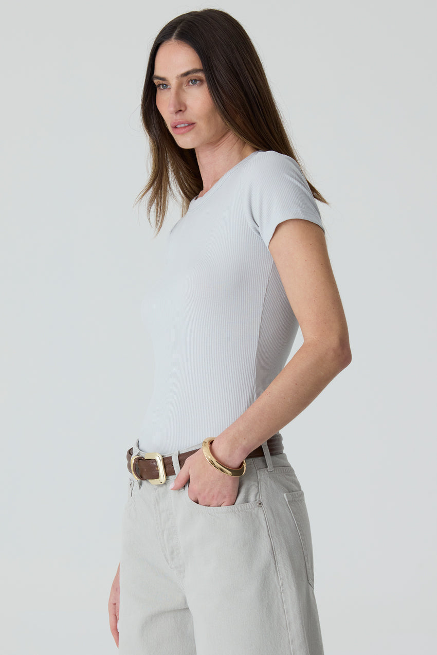 T-SHIRT FEMININA BABY LOOK RIBANA AGATE GRAY