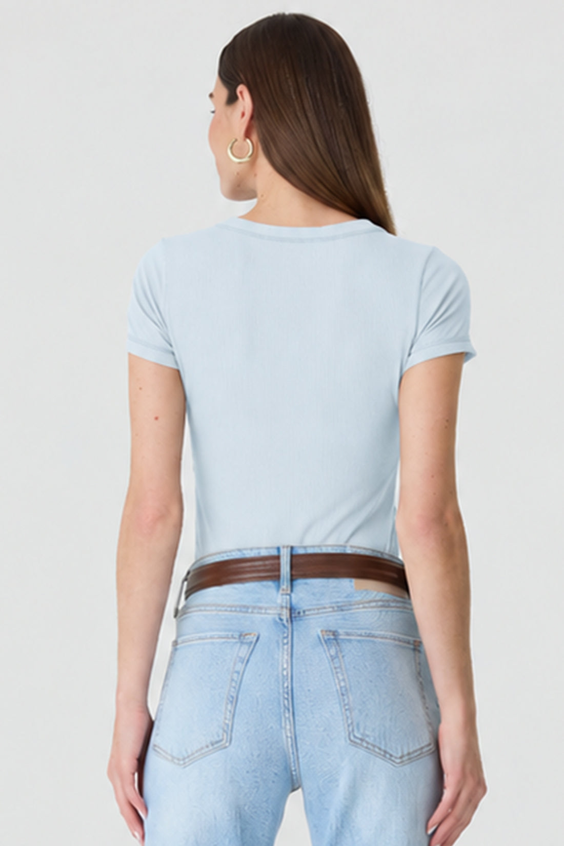 T-SHIRT FEMININA BABY LOOK RIBANA AZUL CLARO