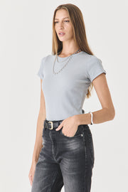 T-SHIRT FEMININA BABY LOOK RIBANA - CINZA CLARO
