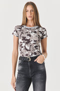 T-SHIRT FEMININA BABY LOOK RIBANA - GRAY CAMOUFLAGE