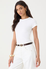 T-SHIRT FEMININA BABY LOOK RIBANA - OFF WHITE