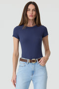 T-SHIRT FEMININA BABY LOOK RIBANA AZUL DARK