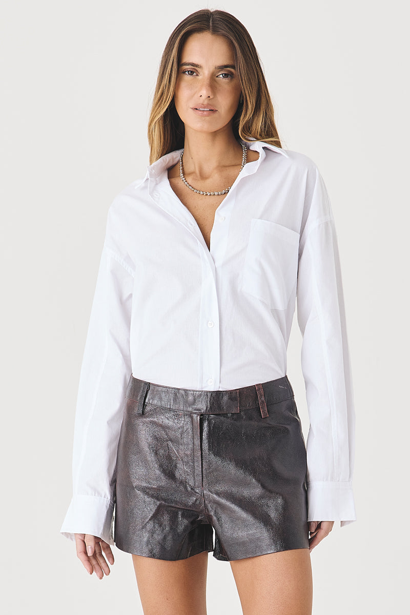 SHORTS MIRELA FEMININO CINTURA BAIXA COURO UVA