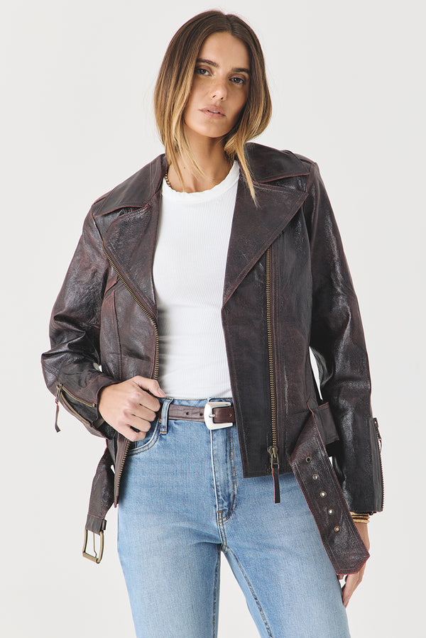 JAQUETA FEMININA TRANSPASSADA COURO UVA