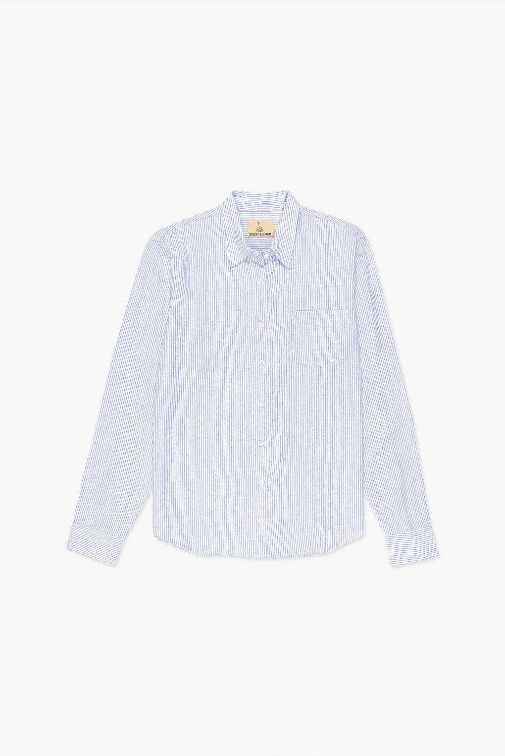 CAMISA LINHO LISTRADO MASC  AZUL/OFF