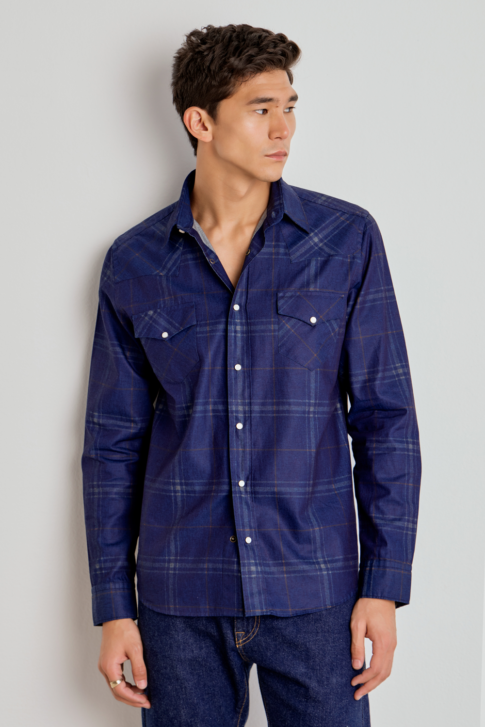 CAMISA MASCULINA WESTERN XADREZ ESCURO