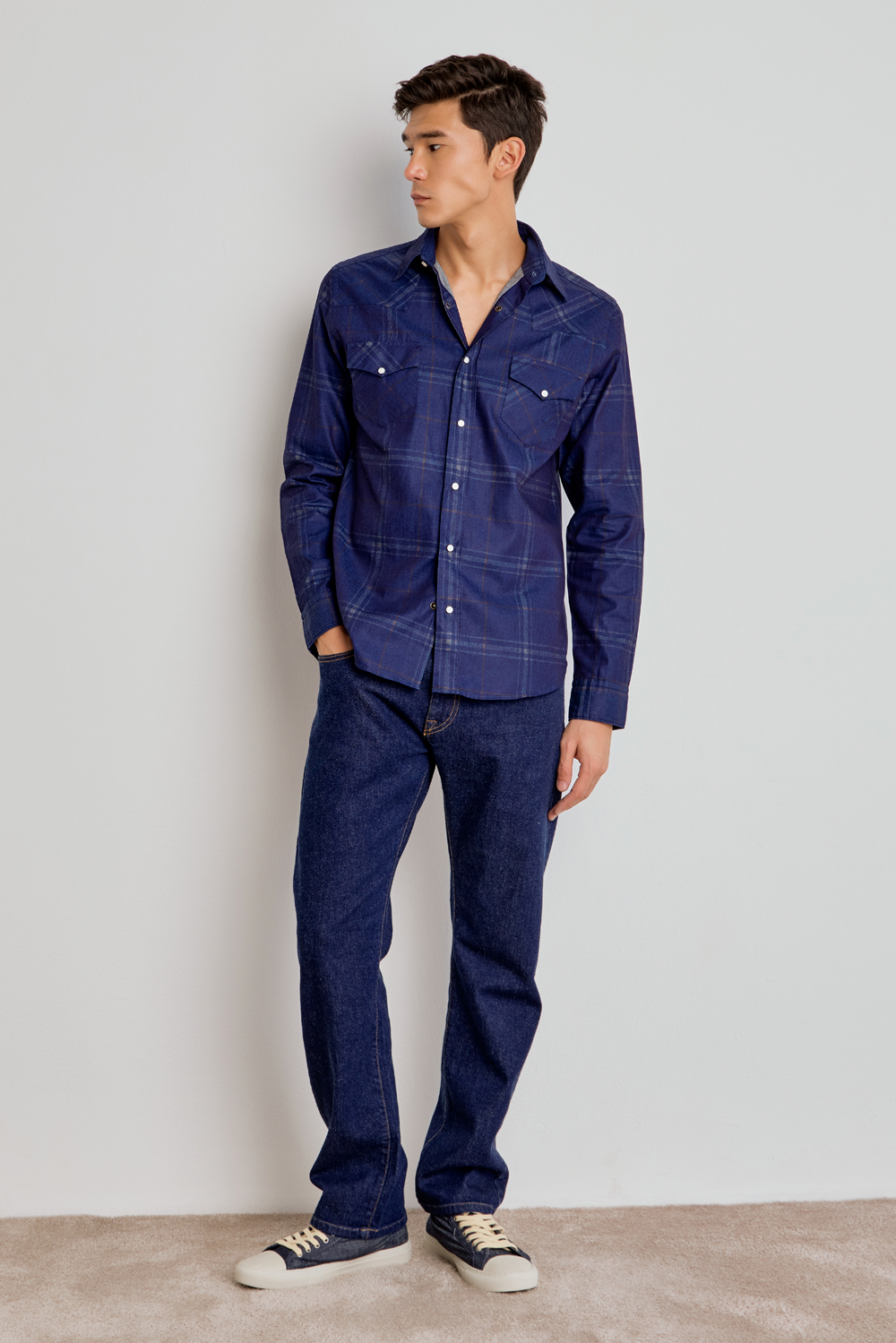 CAMISA MASCULINA WESTERN XADREZ ESCURO