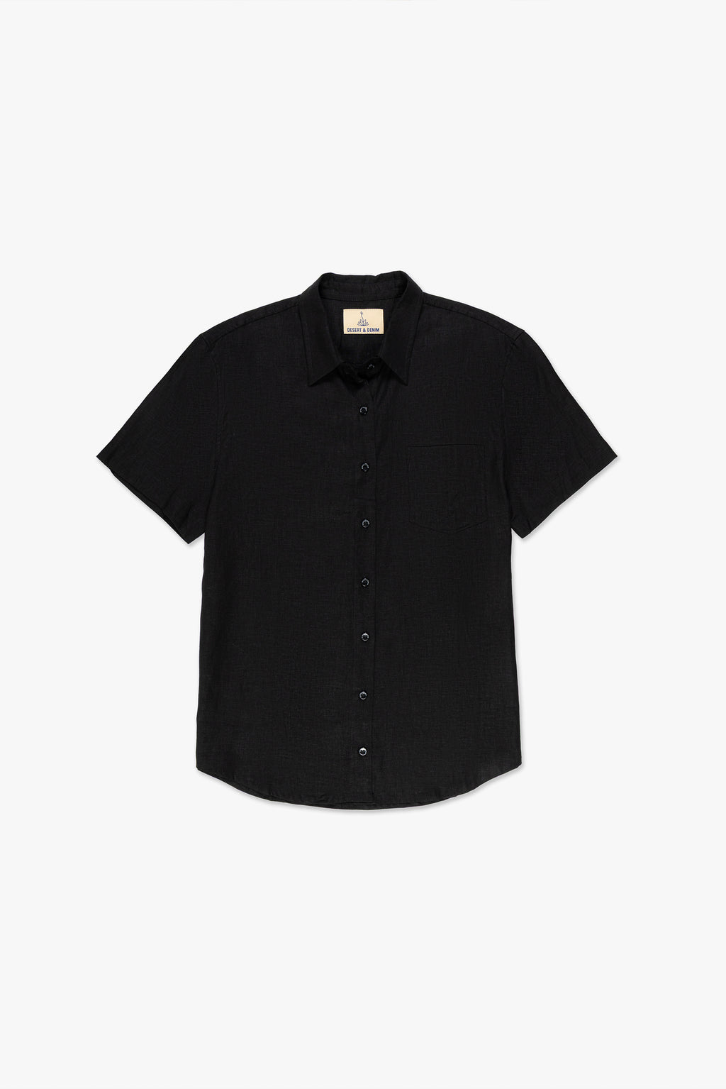 CAMISA MASCULINA LINHO MANGA CURTA - PRETO