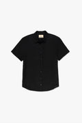 CAMISA MASCULINA LINHO MANGA CURTA - PRETO