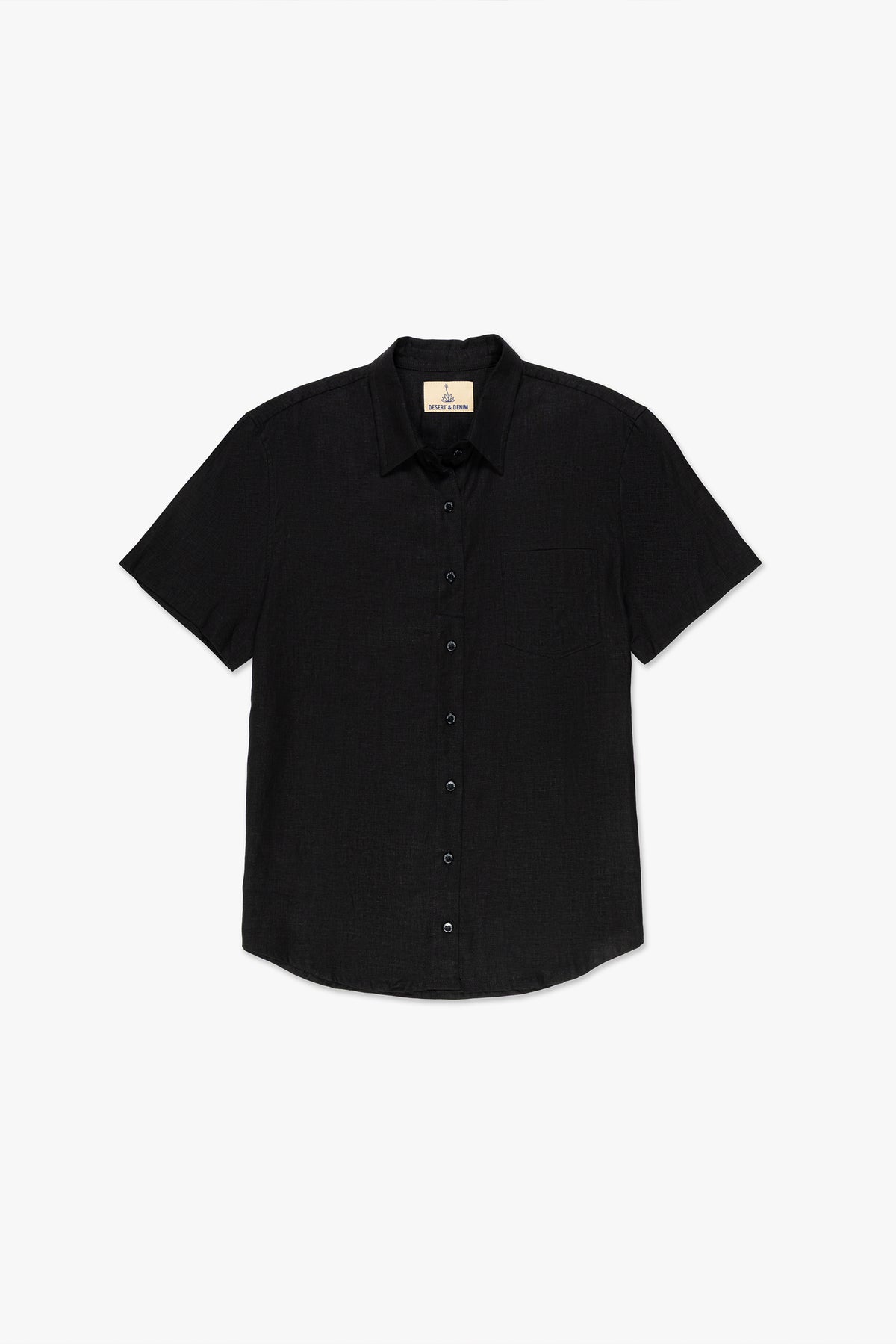 Camisa Masc Linho Manga Curta - PRETO